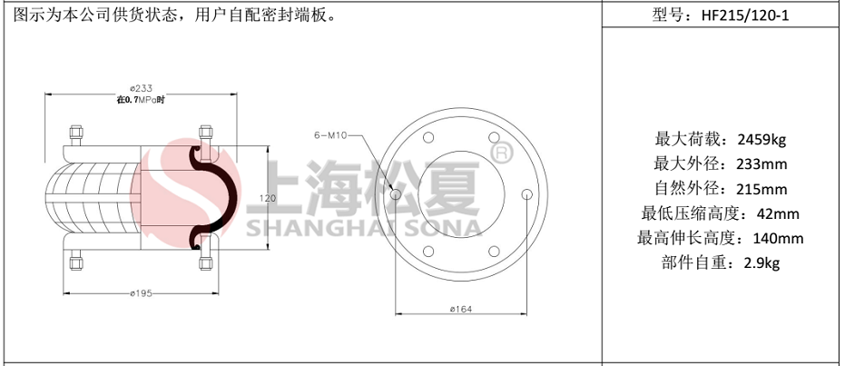 HF215/120-1法蘭式橡膠氣囊,糾偏氣囊